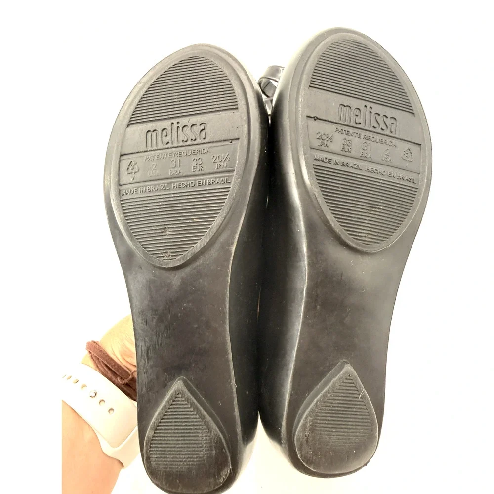 Mel by Mini Melissa Ultragirl Black Bow Girls Flats Size 2